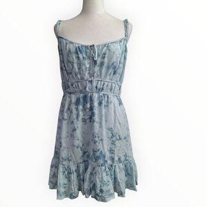 American Eagle Blue Tie-Dye Women's Dress - Size L - Whimsical, Spring, Country